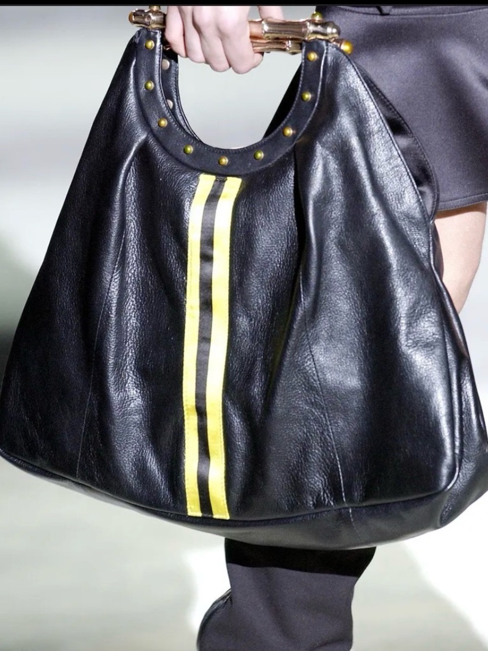 Rare Documented Tom Ford for Gucci S/S 2004 Runway Bamboo Handle Leather Bag